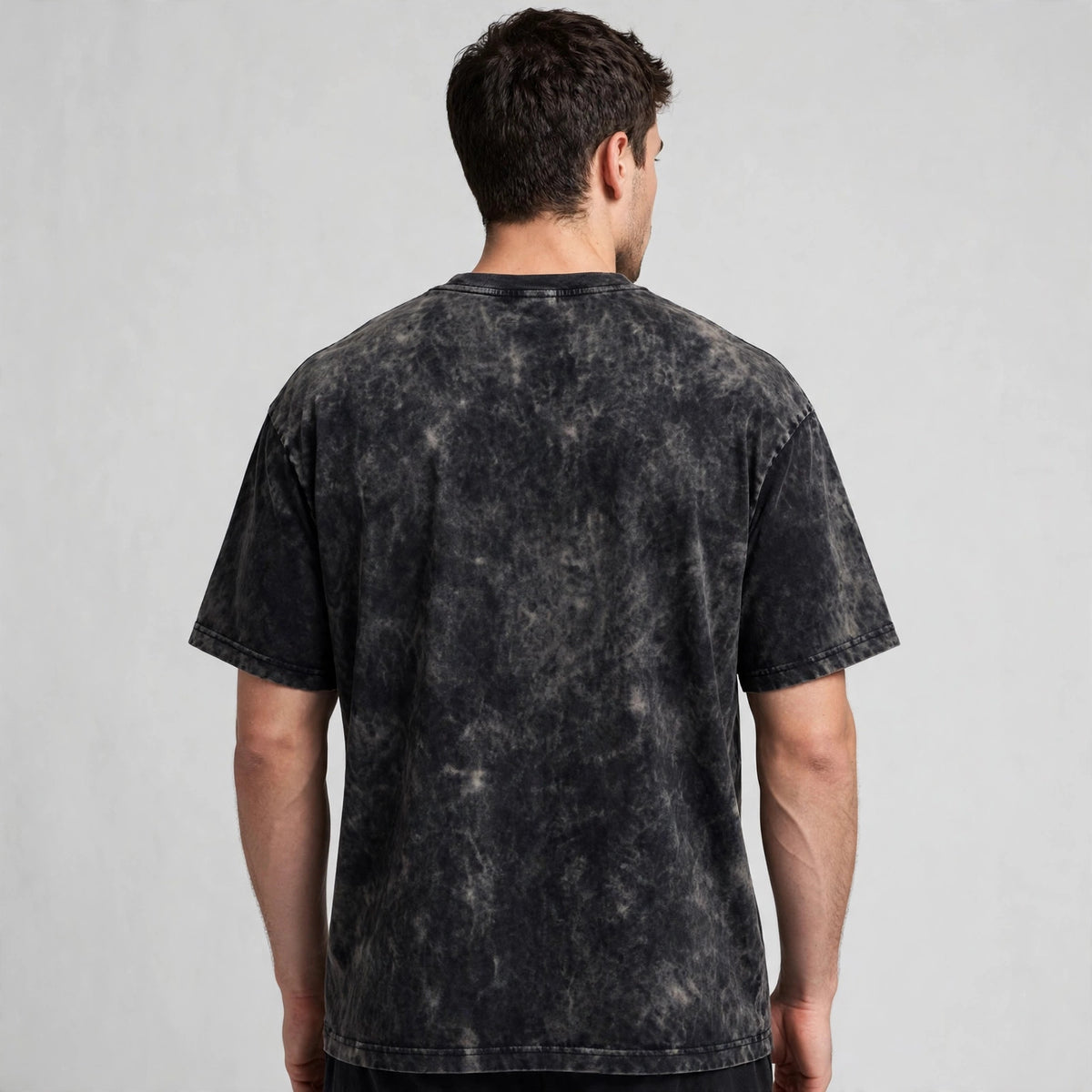 Anti-Social Butterfly Acid Washed Oversized Tee – 200 GSM – worn by male model, back view