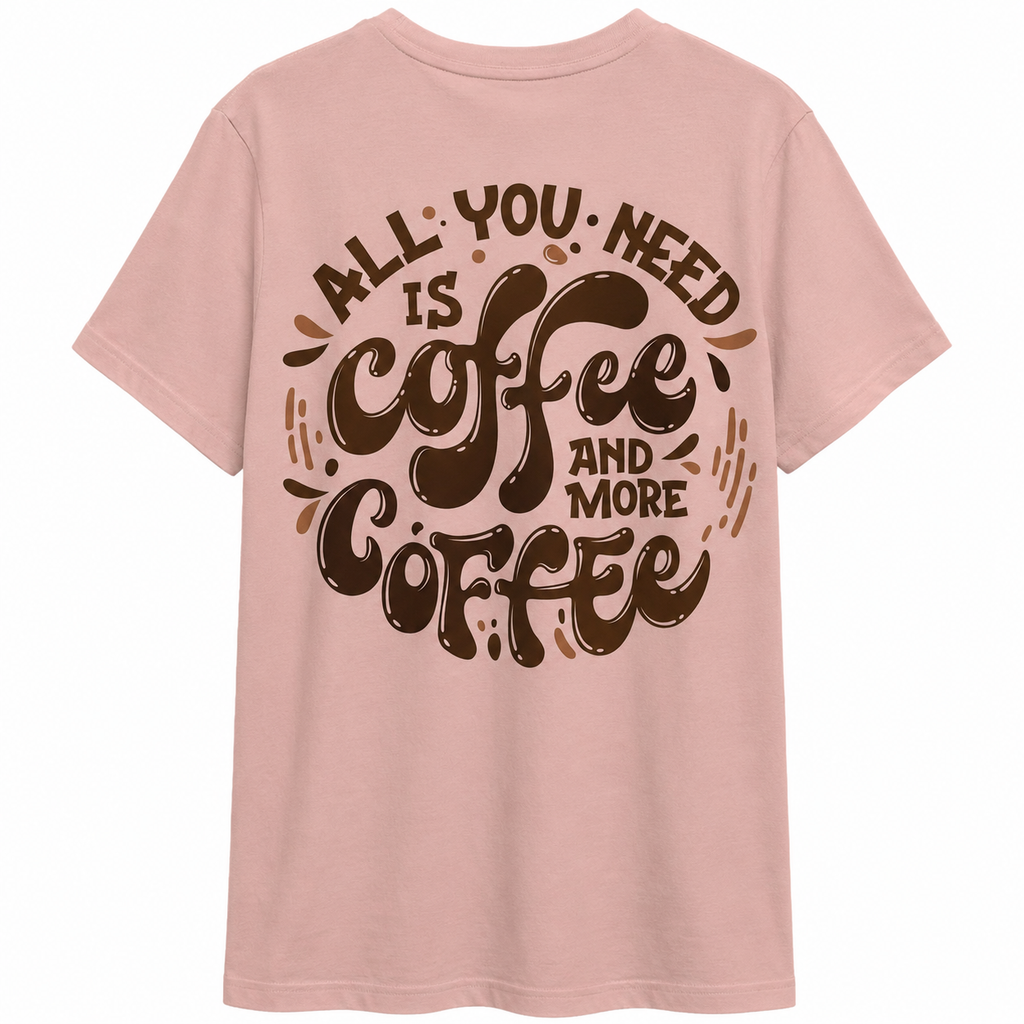 Coffee O'Clock Minimal Tee – Half Sleeve 180 GSM – original artwork, back view
