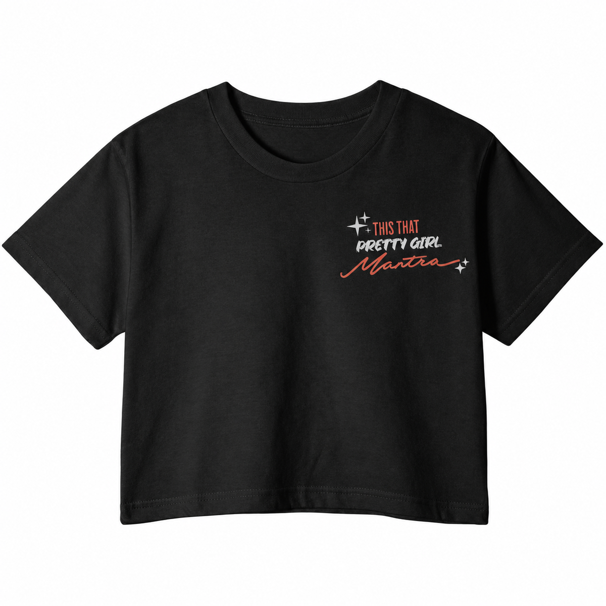 Pretty Girl Mantra Graphic Crop Top – 180 GSM – original artwork, front view