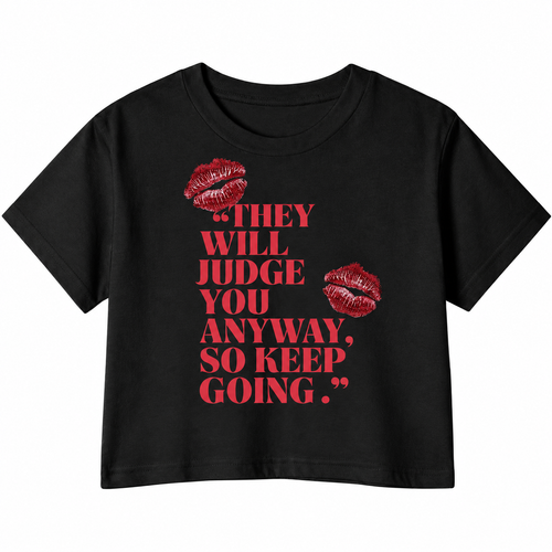 Keep Going Graphic Crop Top – 180 GSM – original artwork, front view