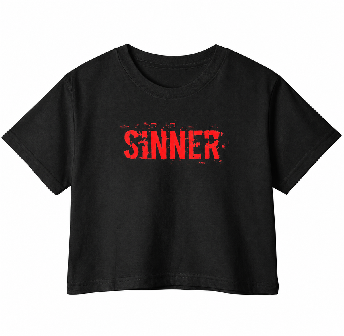 Sinner Graphic Crop Top – 180 GSM – original artwork, front view