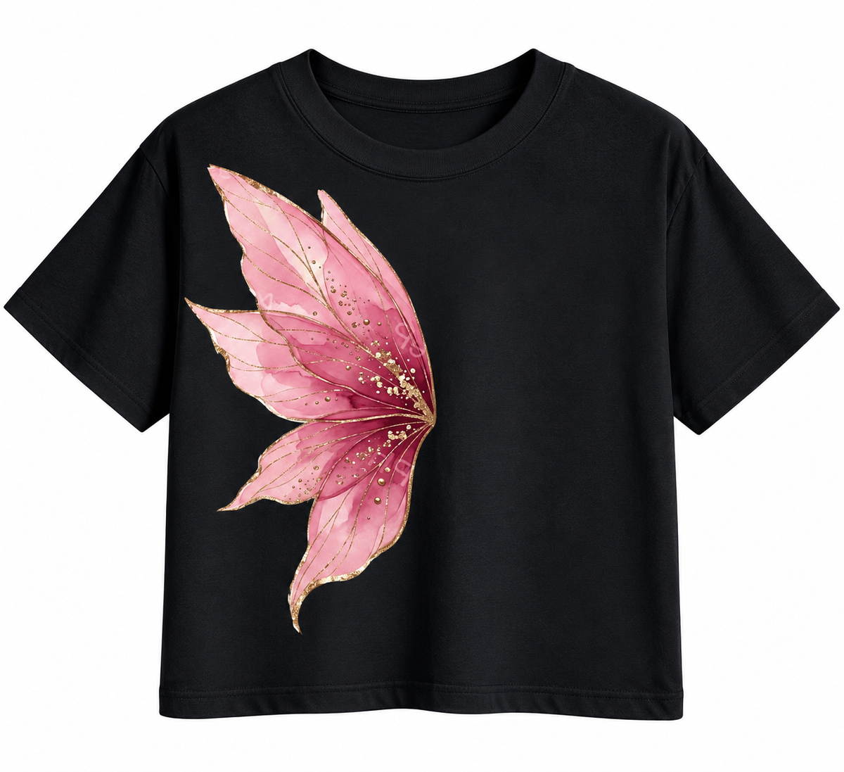 Soft Grunge Petal Graphic Crop Top – 180 GSM – original artwork, front view