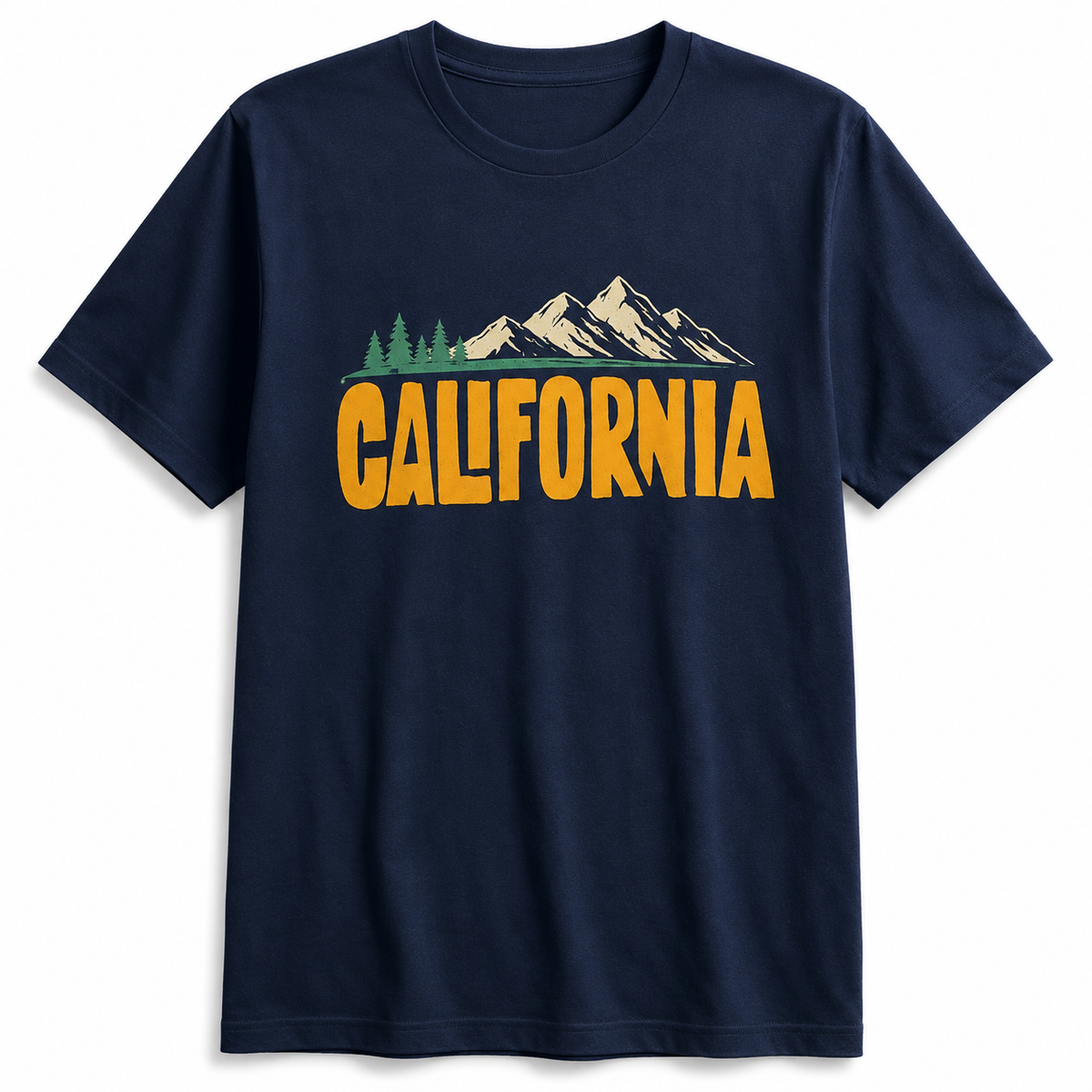 California Mountains Tee – Half Sleeve 180 GSM – original artwork, front view