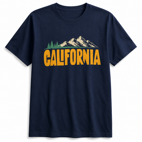 California Mountains Tee – Half Sleeve 180 GSM – original artwork, front view