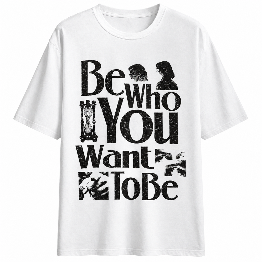 Be Who You Want To Be Tee – Half Sleeve 180 GSM – original artwork, front view