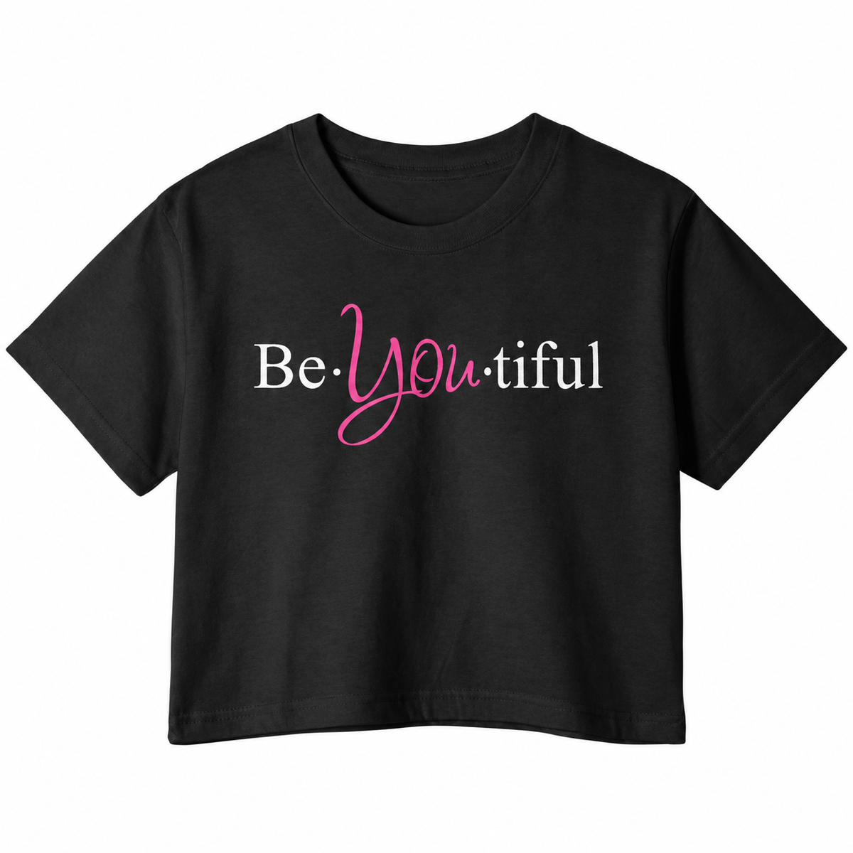 Be-You-Tiful Graphic Crop Top – 180 GSM – original artwork, front view