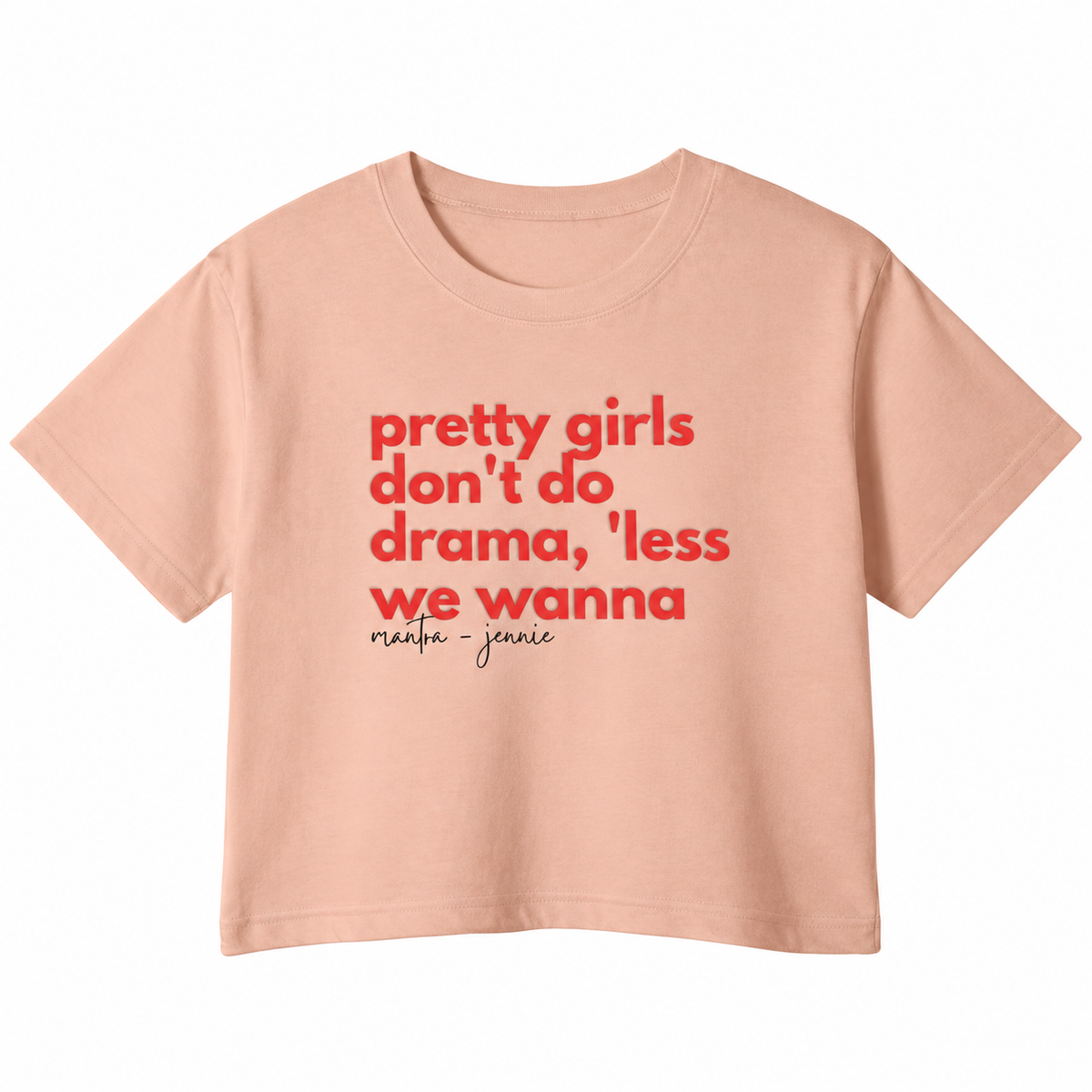 Less We Wanna Graphic Crop Top – 180 GSM – original artwork, front view
