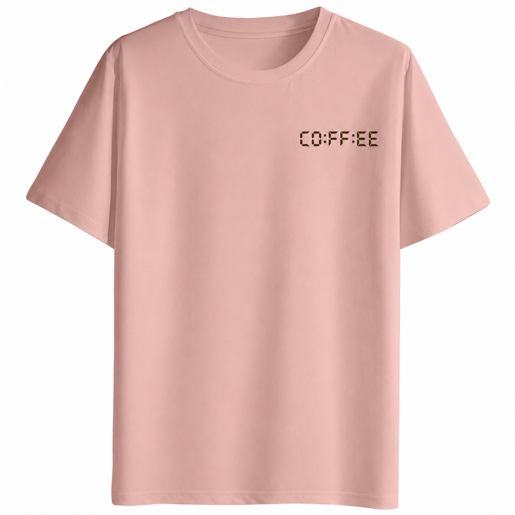 Coffee O'Clock Minimal Tee – Half Sleeve 180 GSM – original artwork, front view