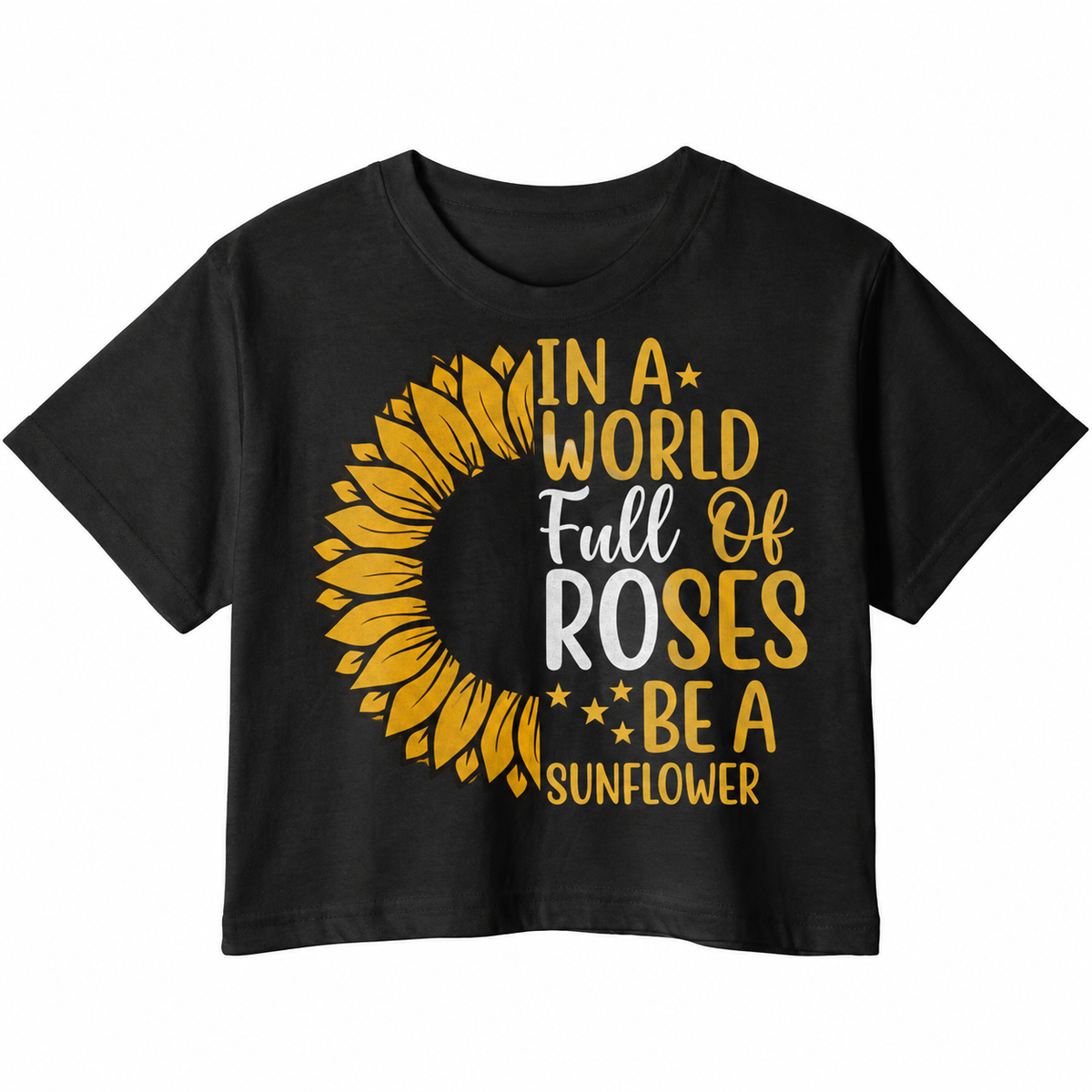 Sunflower Graphic Crop Top – 180 GSM – original artwork, front view
