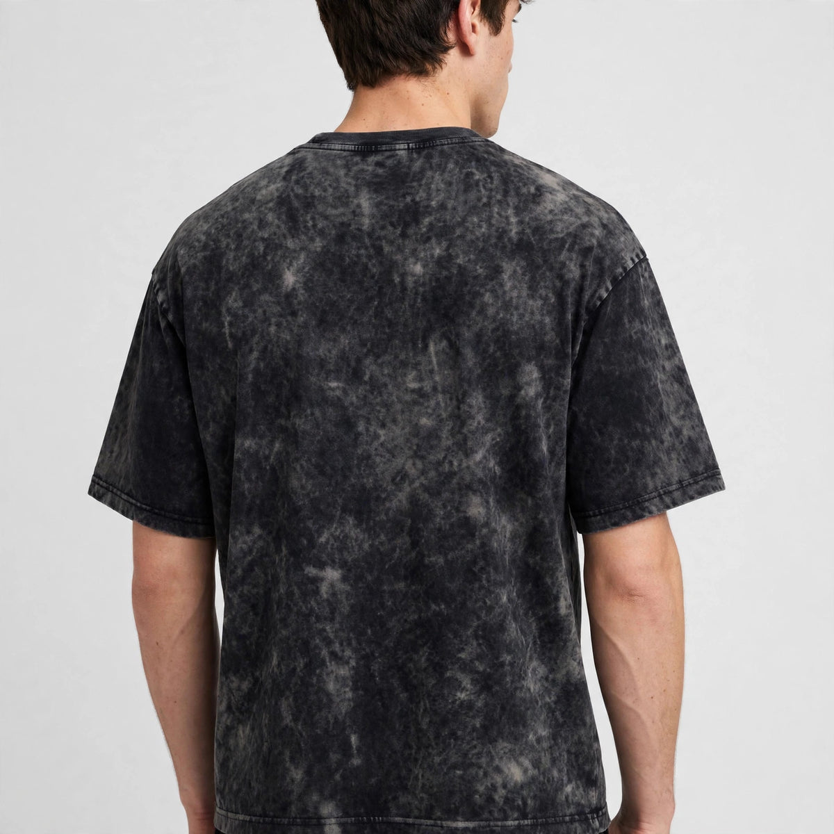 How Can You Acid Washed Oversized Tee – 200 GSM – worn by male model, back view