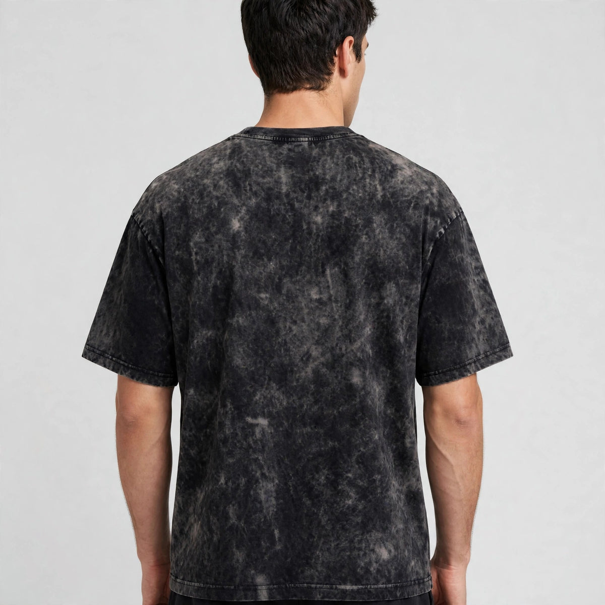 I Like It Acid Washed Oversized Tee – 200 GSM – worn by male model, back view