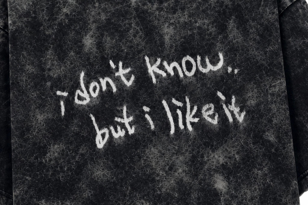 I Like It Acid Washed Oversized Tee – 200 GSM – print detail zoom