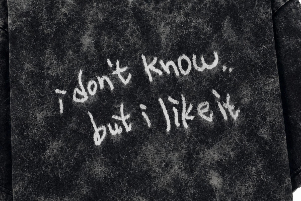 I Like It Acid Washed Oversized Tee – 200 GSM – print detail zoom
