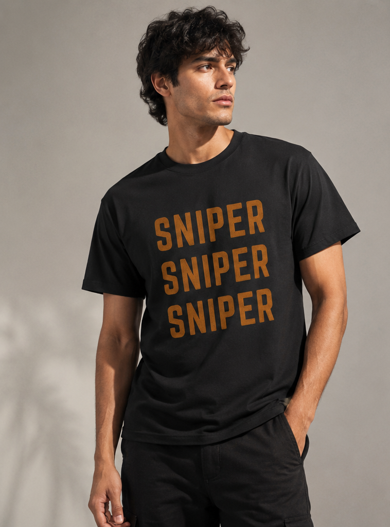 Sniper / Wifey Couple T-Shirt Set – 180 GSM – worn by actor, front view — SNIPER