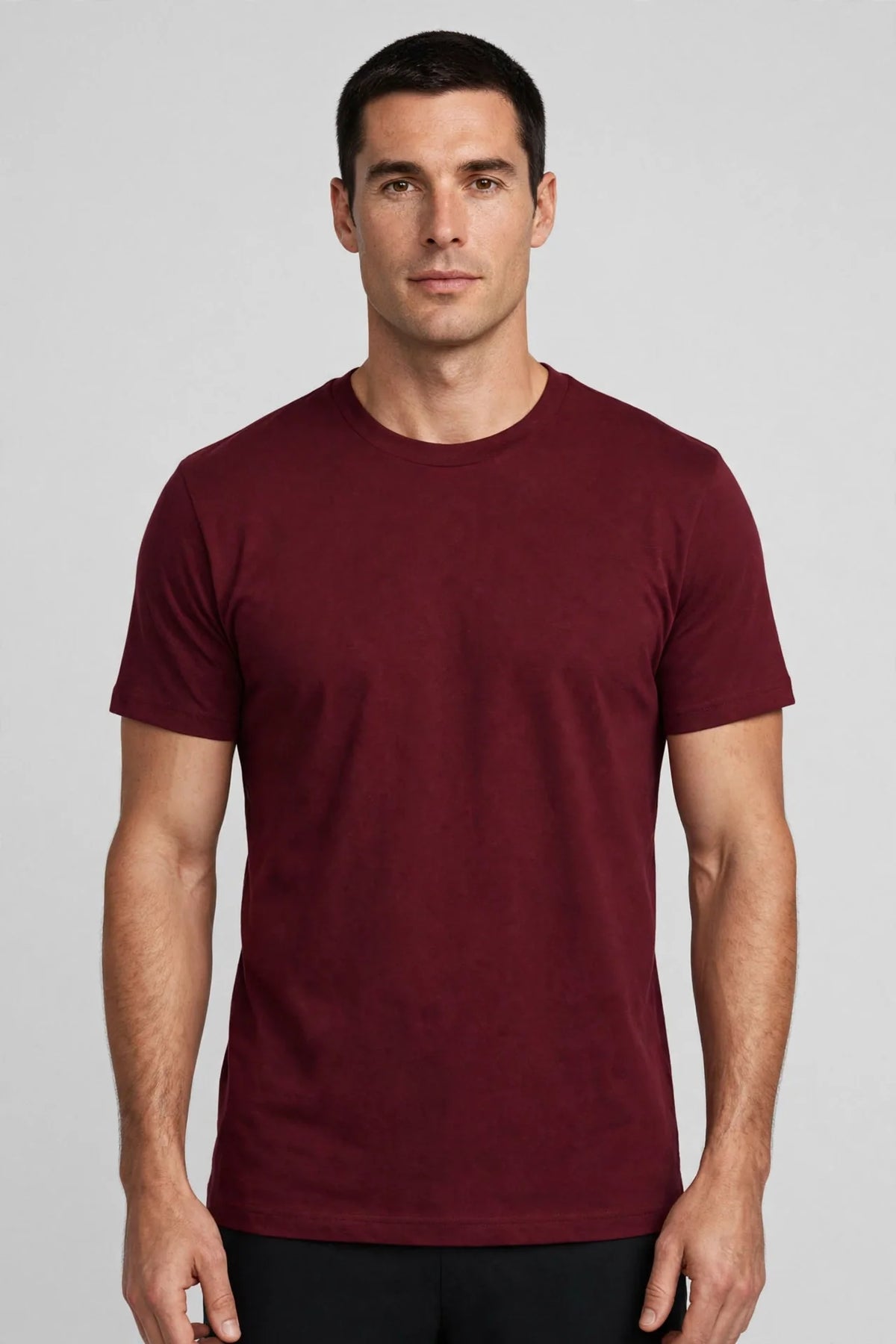 Men Maroon Solid T-Shirt