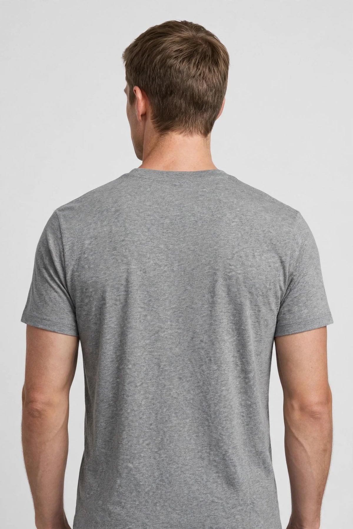 Men Grey Melange Solid T-Shirt
