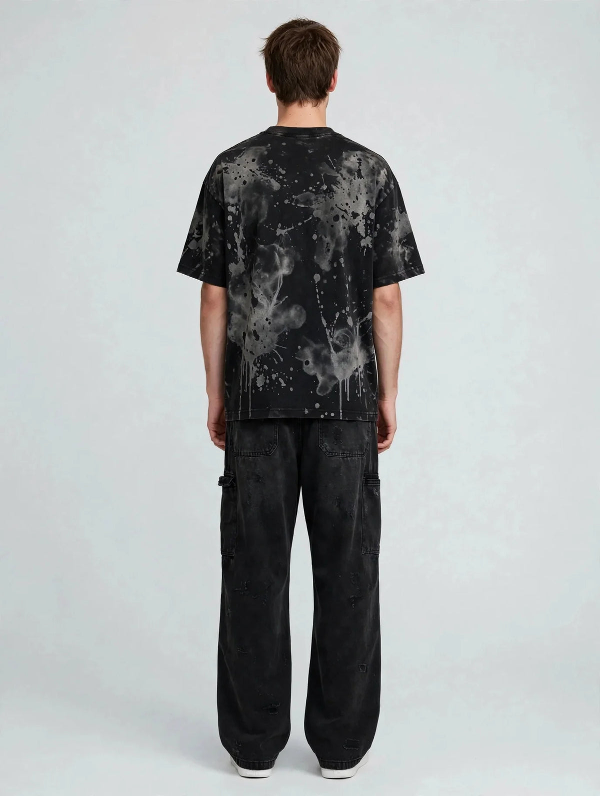 Men Black Acid Graphic Oversized T-Shirt