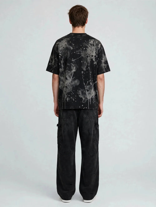 Men Black Acid Graphic Oversized T-Shirt
