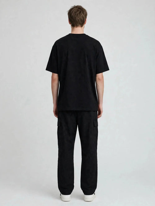 Men Black Samurai Graphic Oversized T-Shirt
