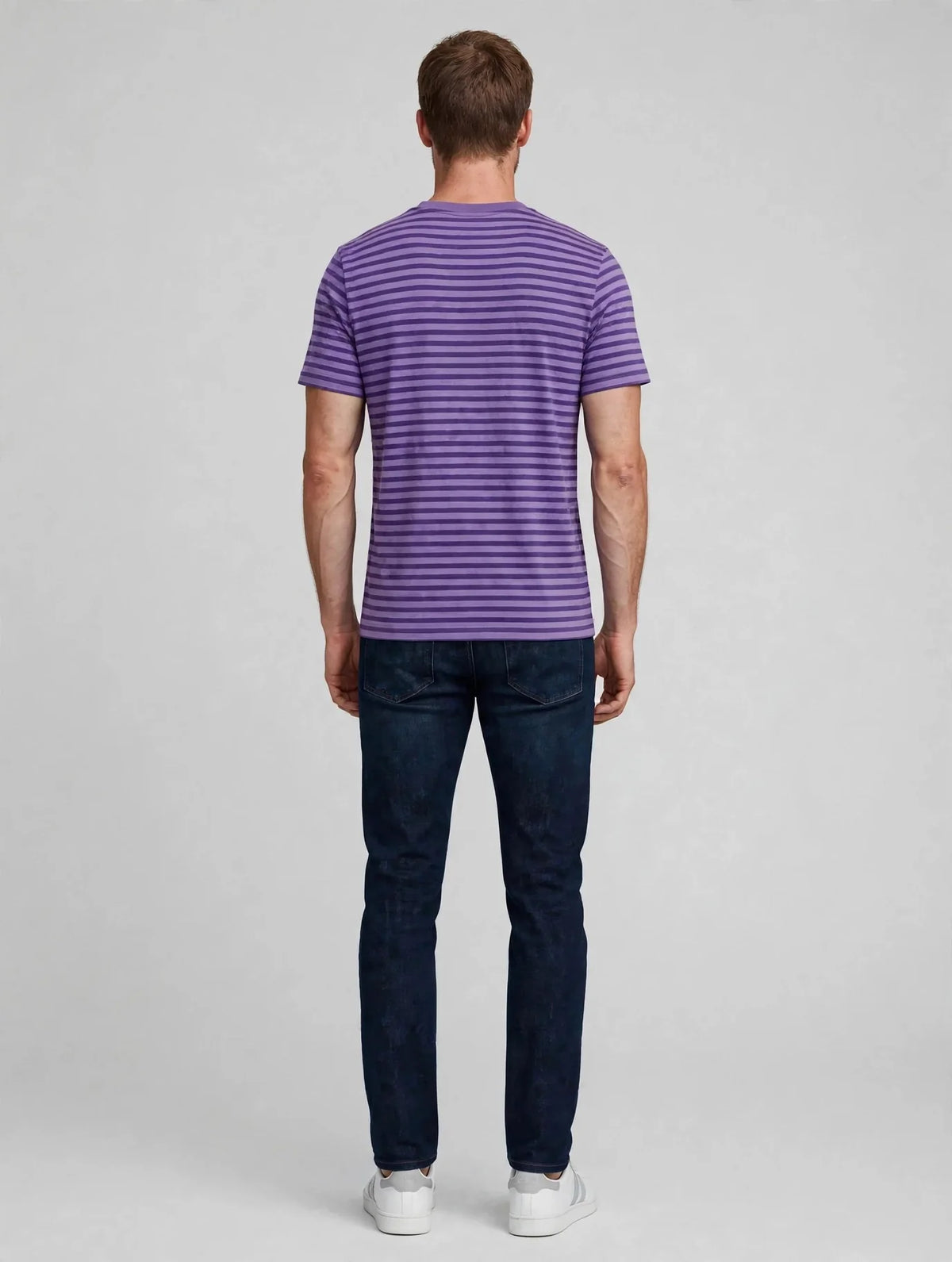 Men Purple Striped T-Shirt