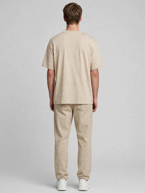 Men Beige Sunset Graphic Oversized T-Shirt
