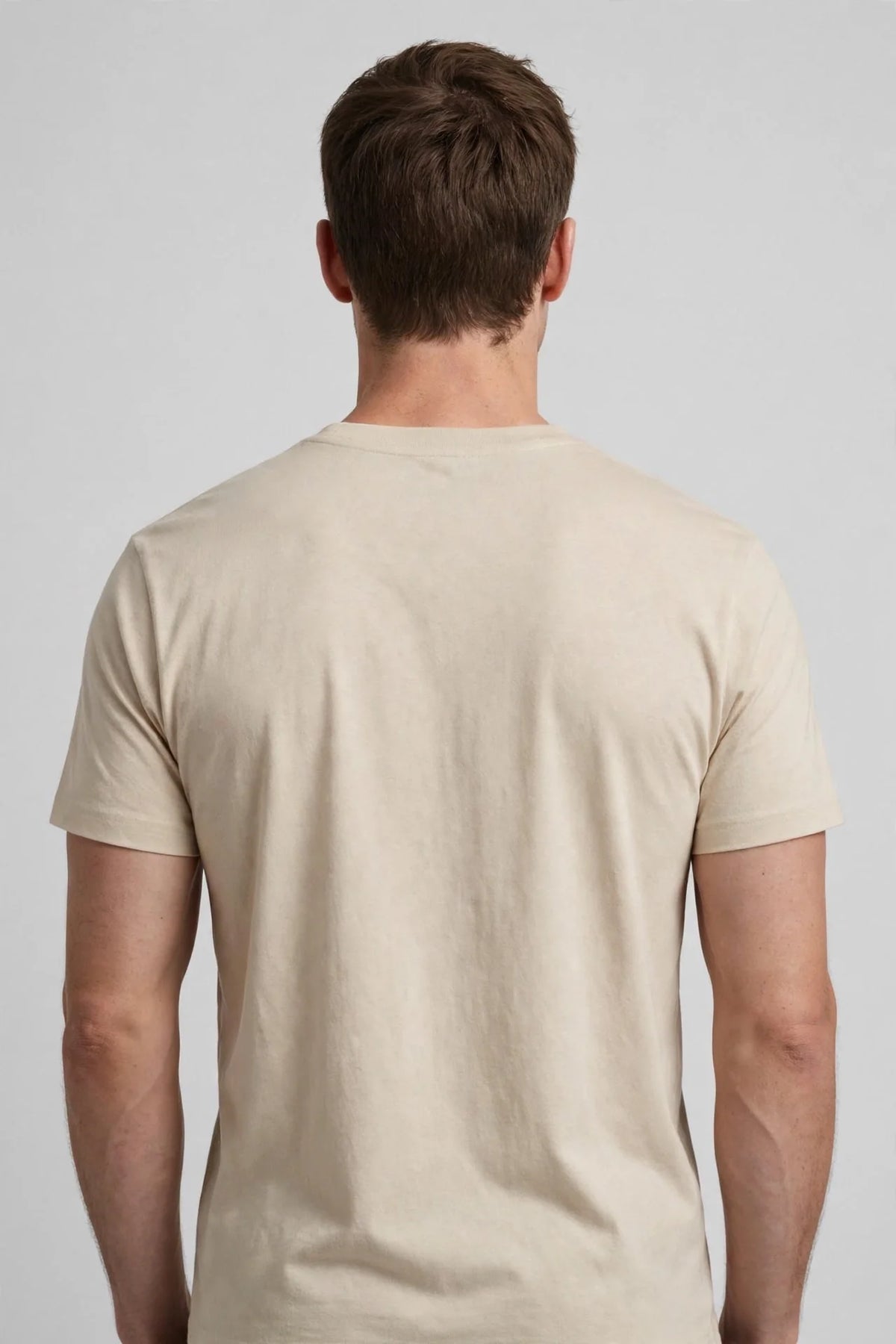 Men Beige Solid T-Shirt