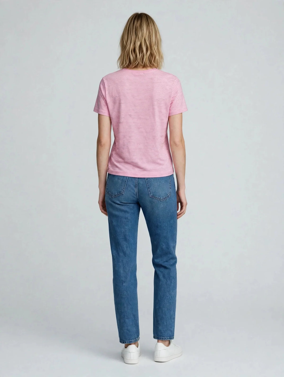 Women Pink Striped T-Shirt