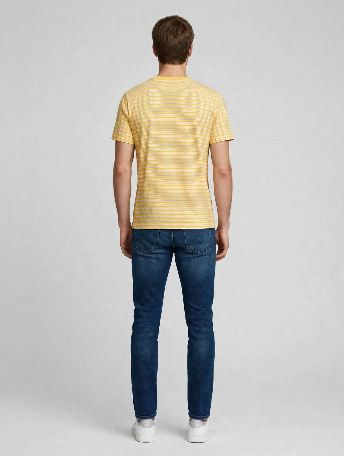 Men Yellow Striped T-Shirt
