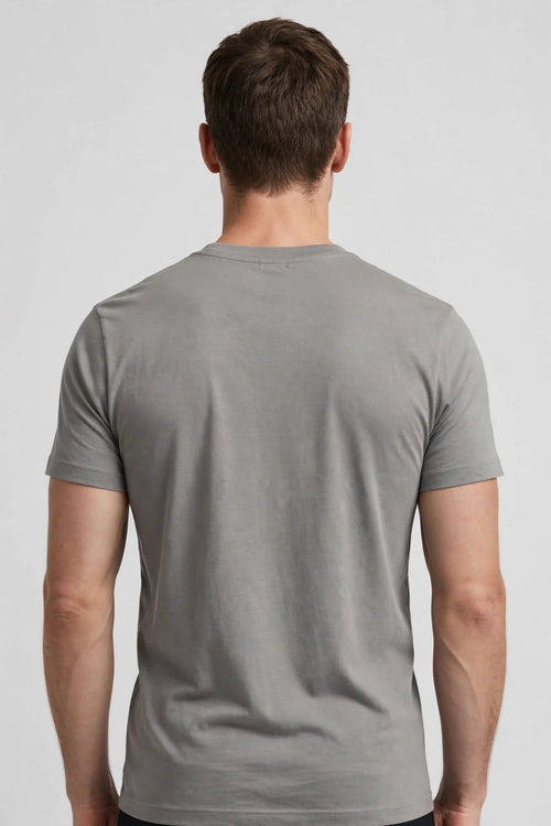 Men Ash Grey Solid T-Shirt
