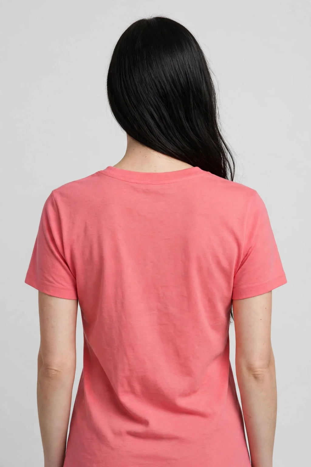 Women Coral Pink Solid T-Shirt