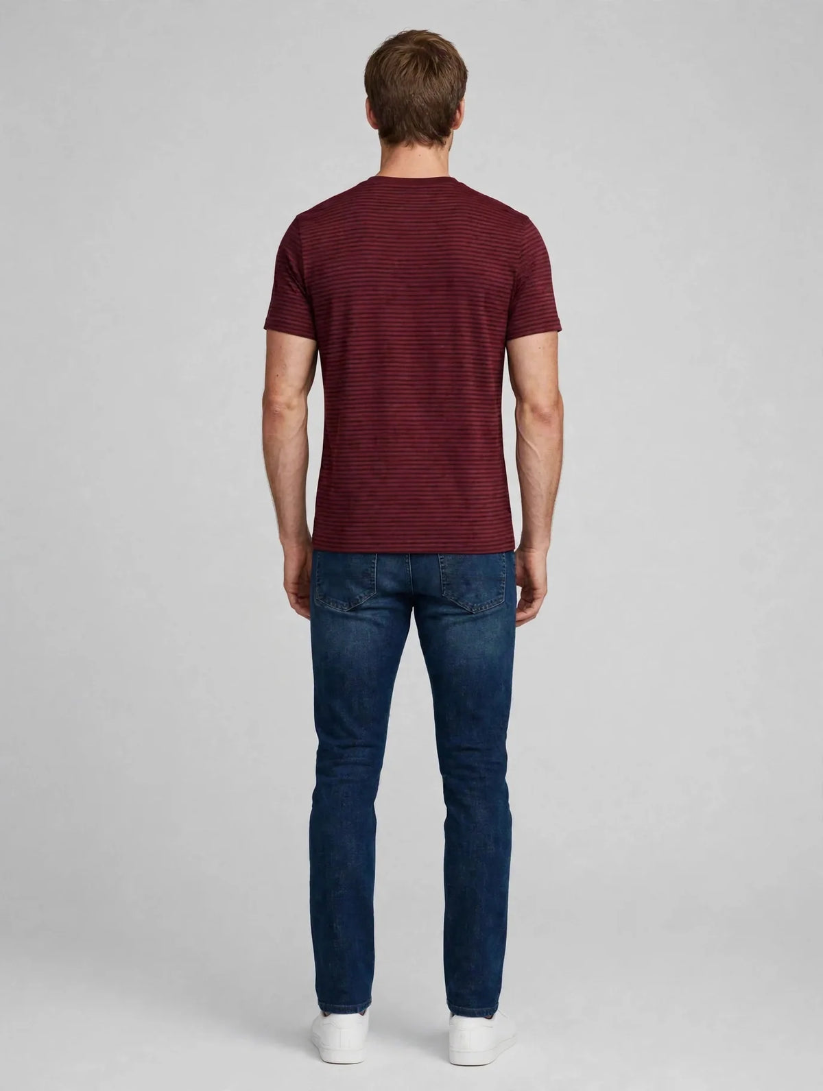 Men Maroon Striped T-Shirt