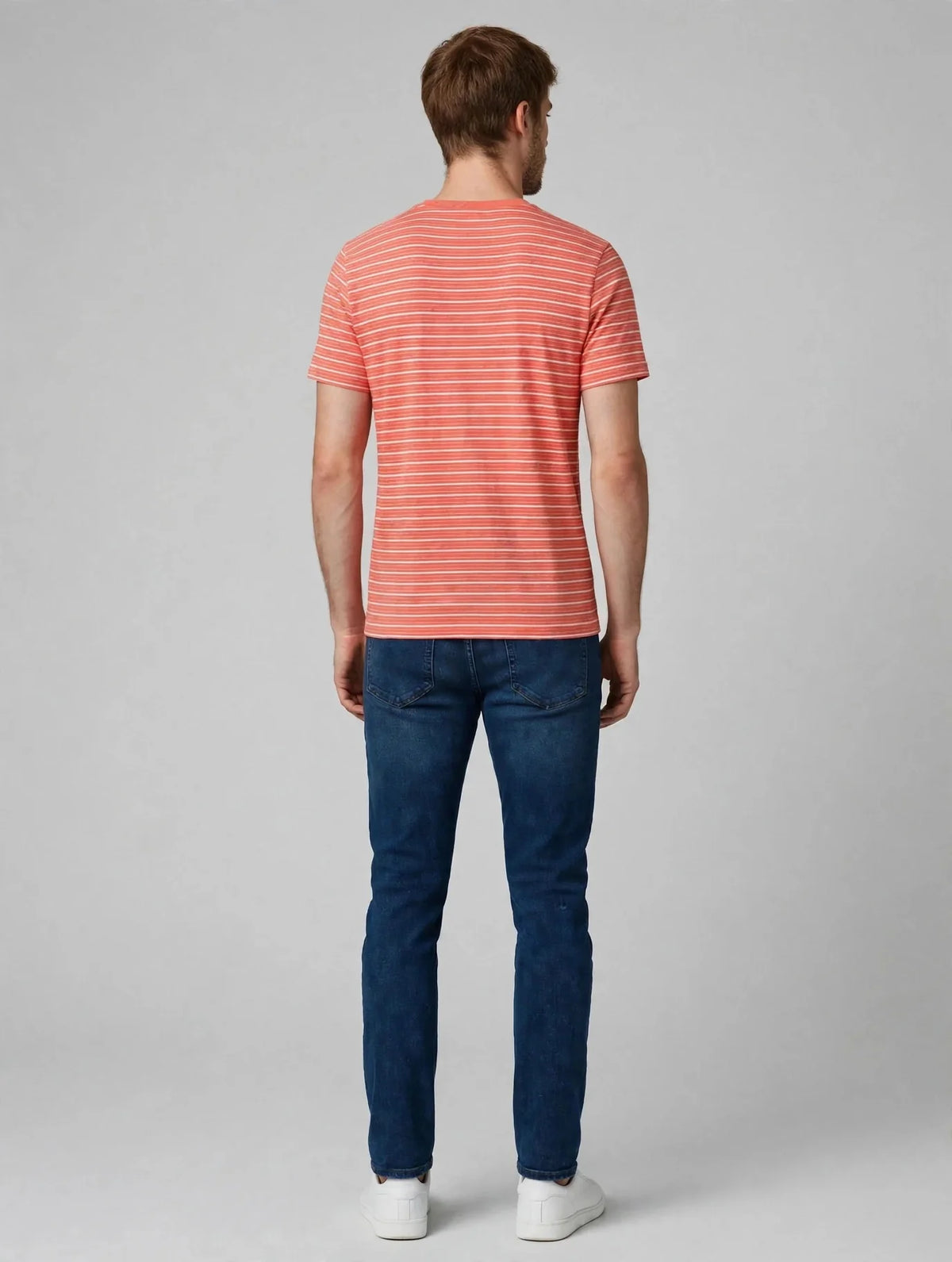 Men Coral Striped T-Shirt