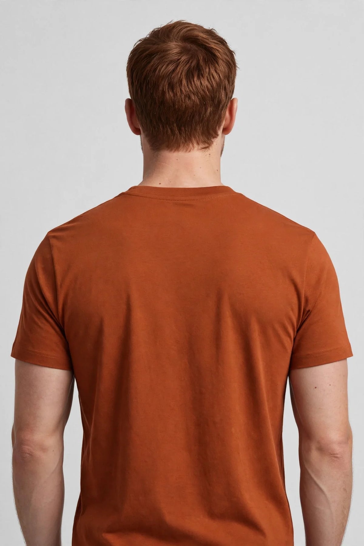 Men Rust Orange Solid T-Shirt