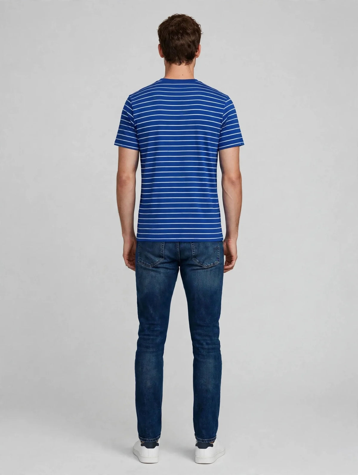Men Royal Blue Striped T-Shirt