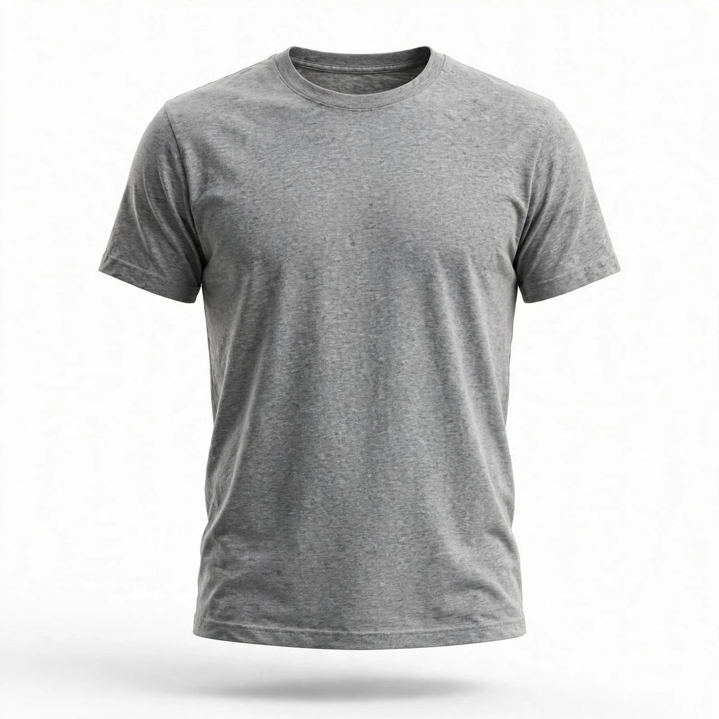 Men Grey Melange Solid T-Shirt