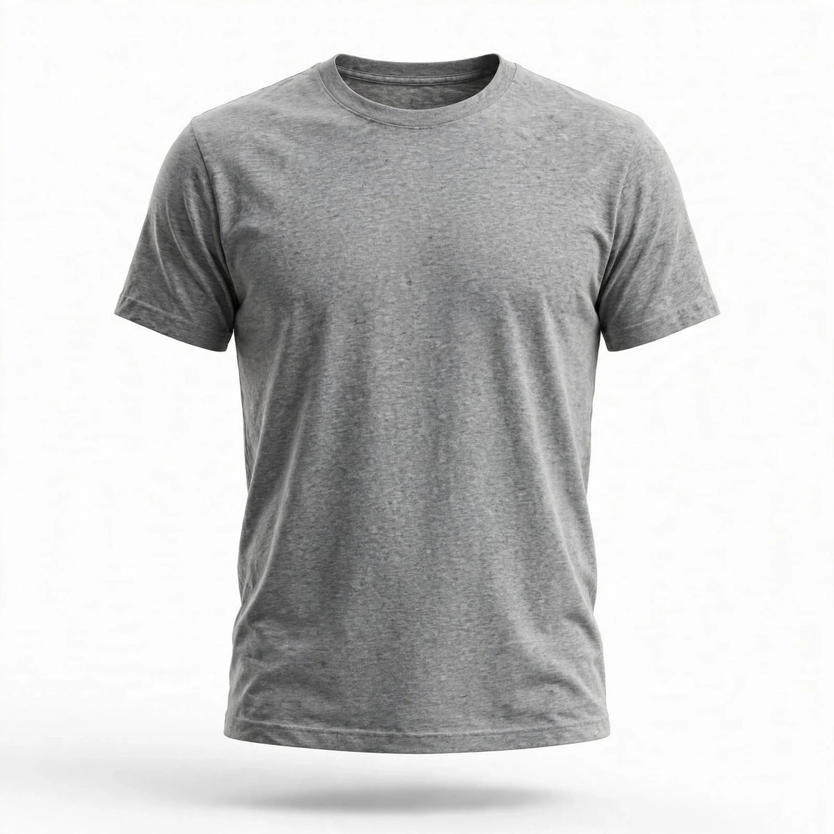Men Grey Melange Solid T-Shirt