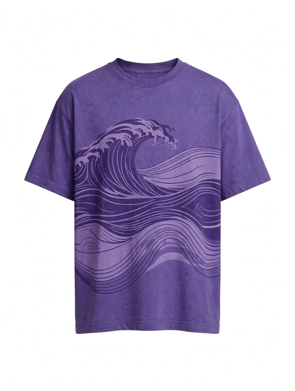 Men Purple Wave Graphic Oversized T-Shirt