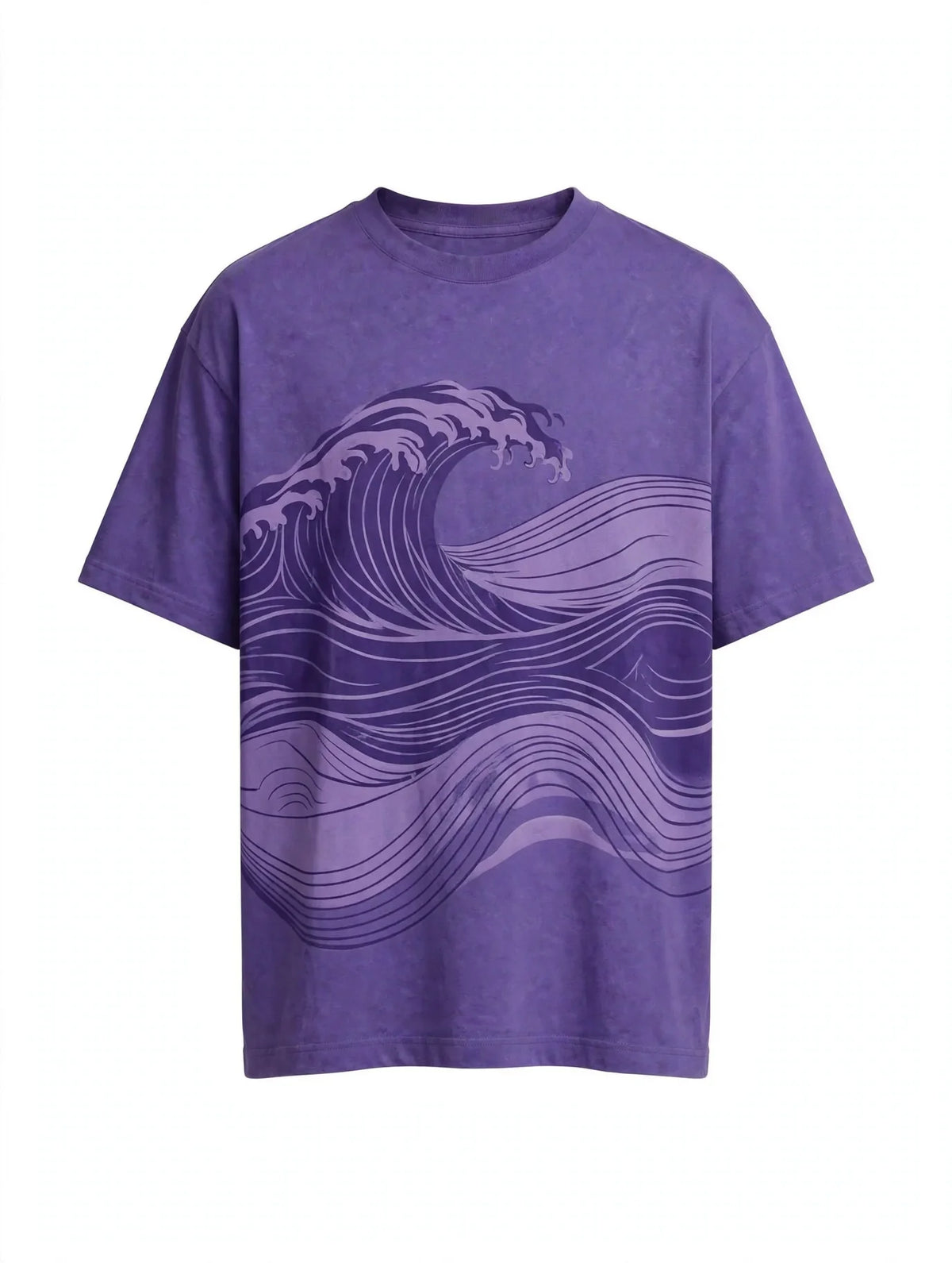 Men Purple Wave Graphic Oversized T-Shirt