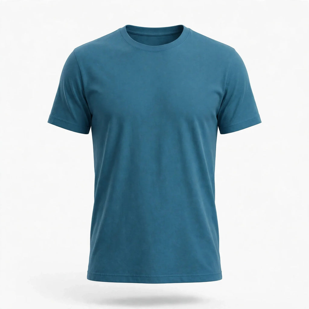 Men Teal Blue Solid T-Shirt