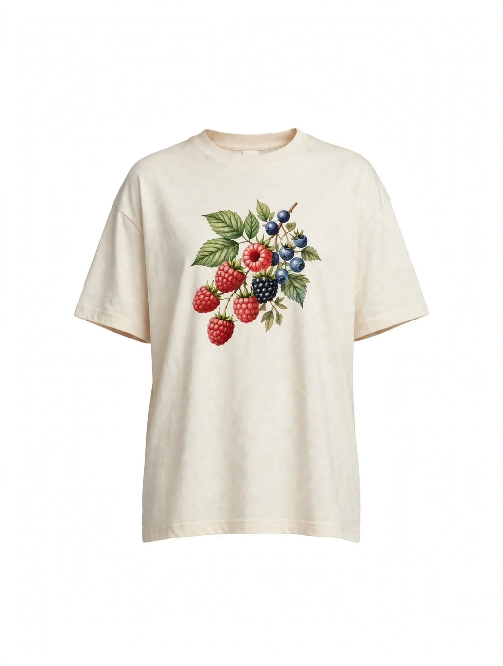 Women Cream Berry Graphic Oversized T-Shirt