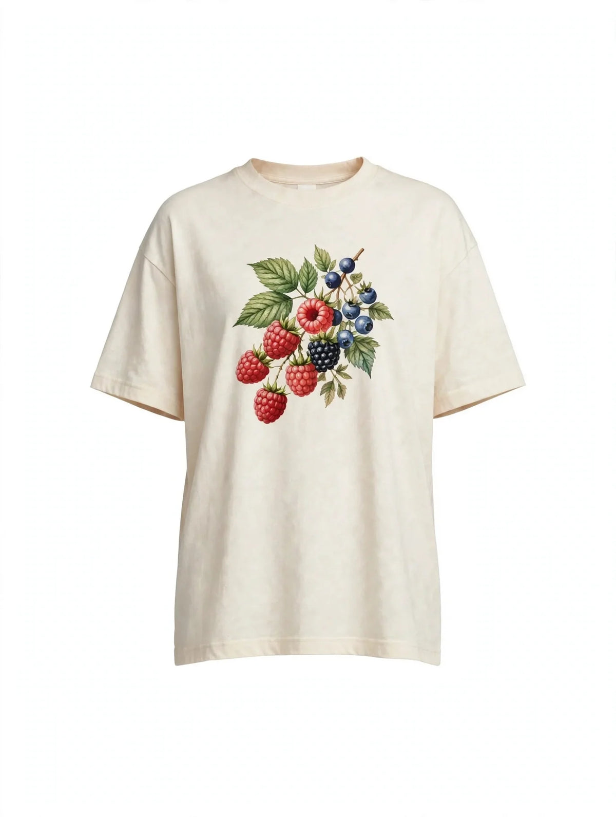 Women Cream Berry Graphic Oversized T-Shirt