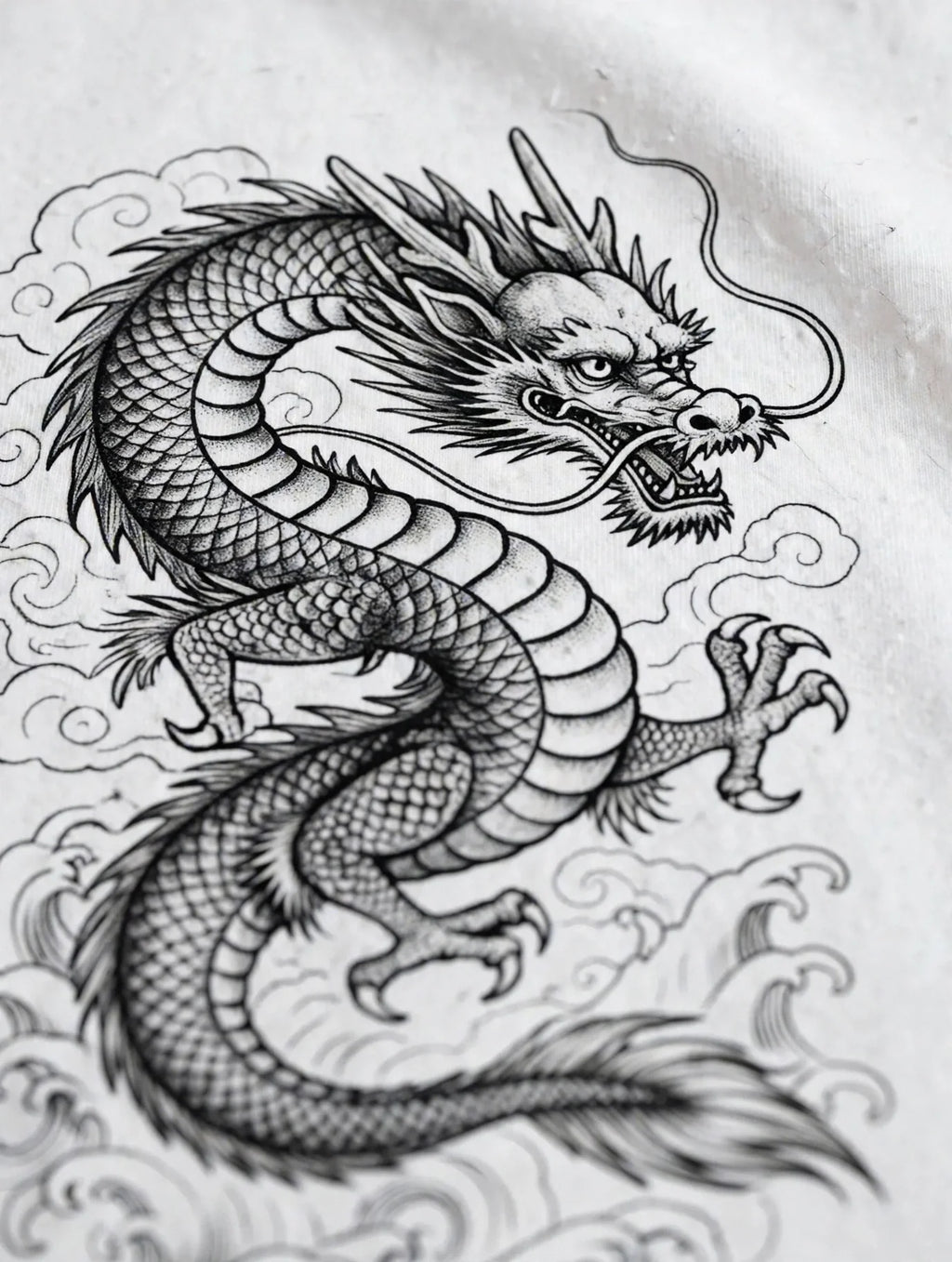 Men White Dragon Graphic Oversized T-Shirt
