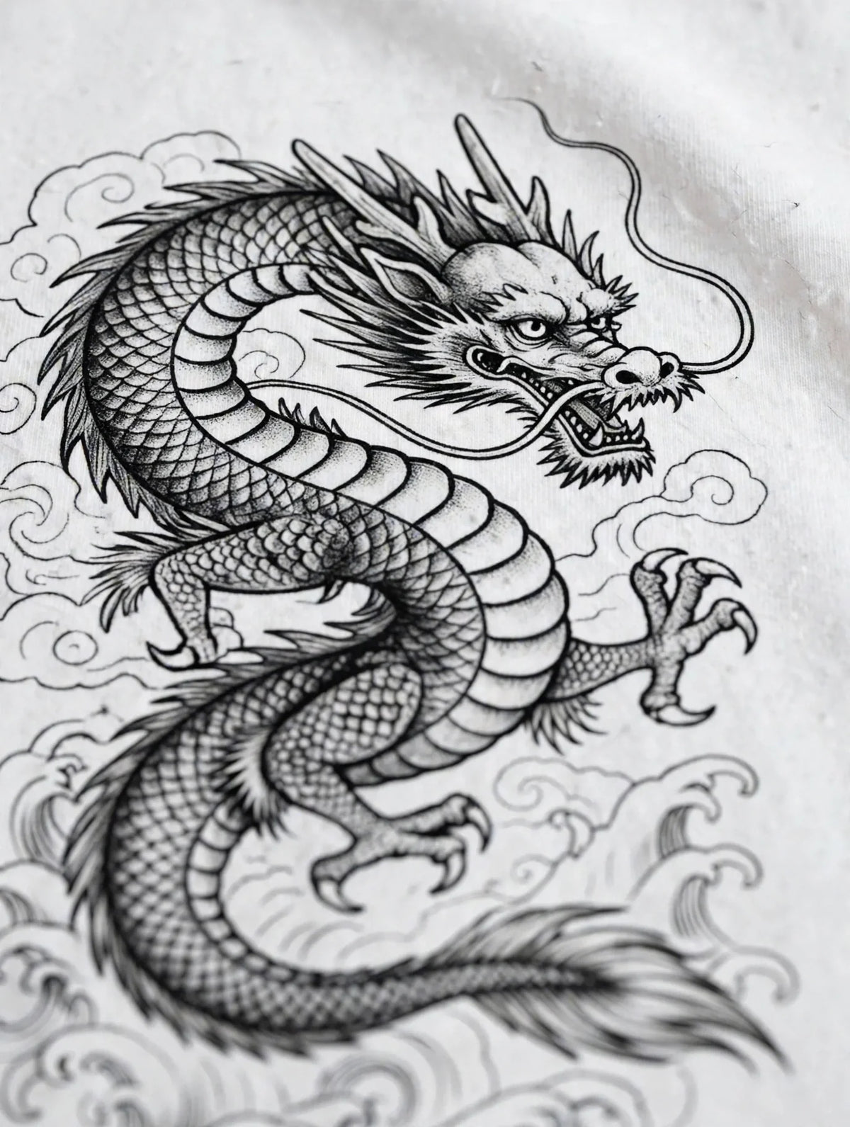 Men White Dragon Graphic Oversized T-Shirt