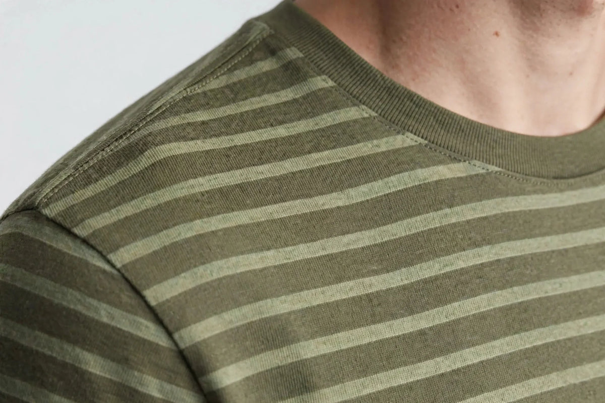 Men Olive Striped T-Shirt