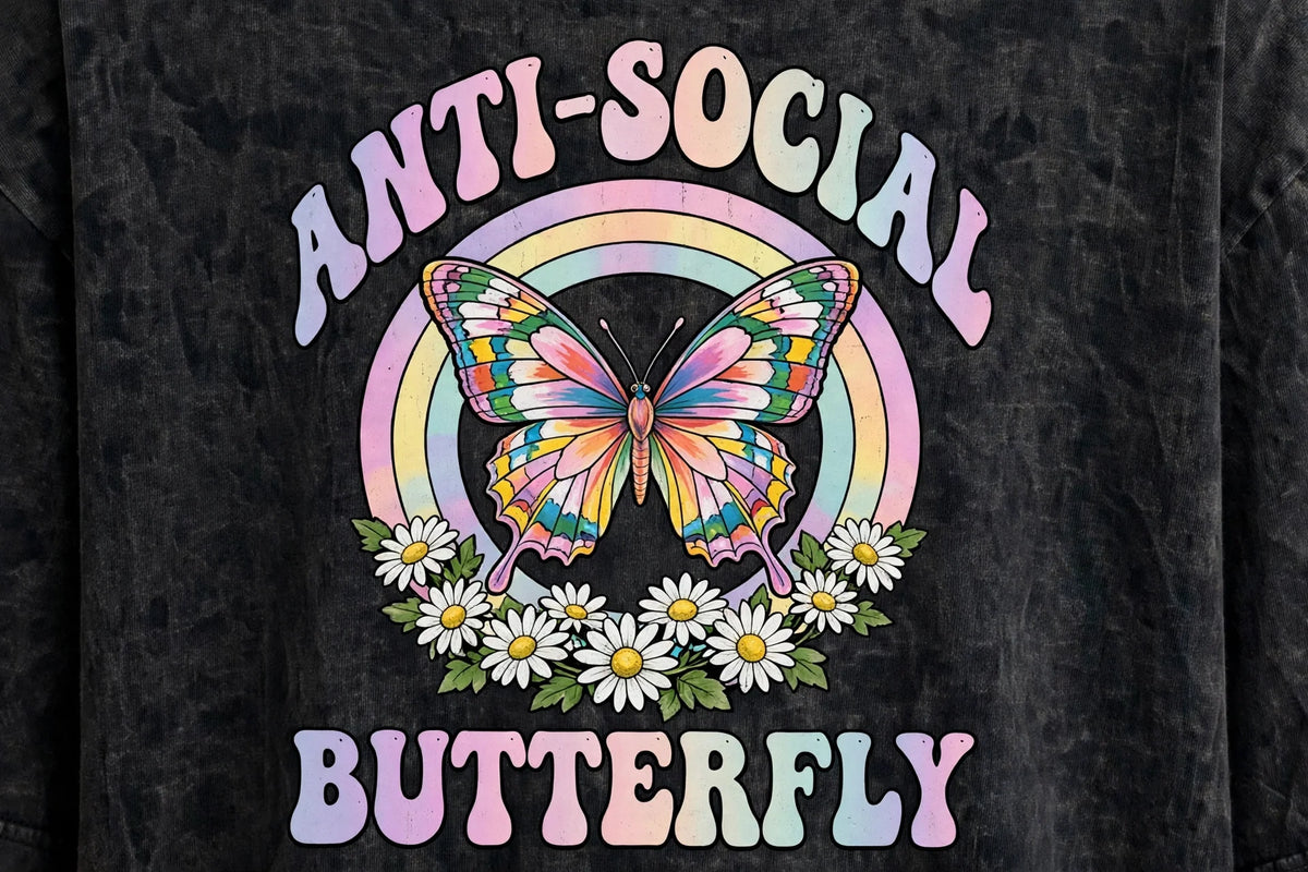 Pineberry Anti-Social Butterfly Oversized Tee