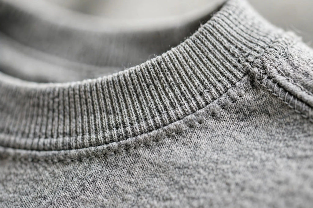 Women Grey Melange Solid T-Shirt - neckline detail