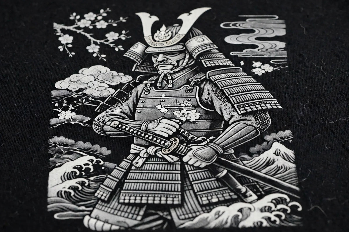 Men Black Samurai Graphic Oversized T-Shirt