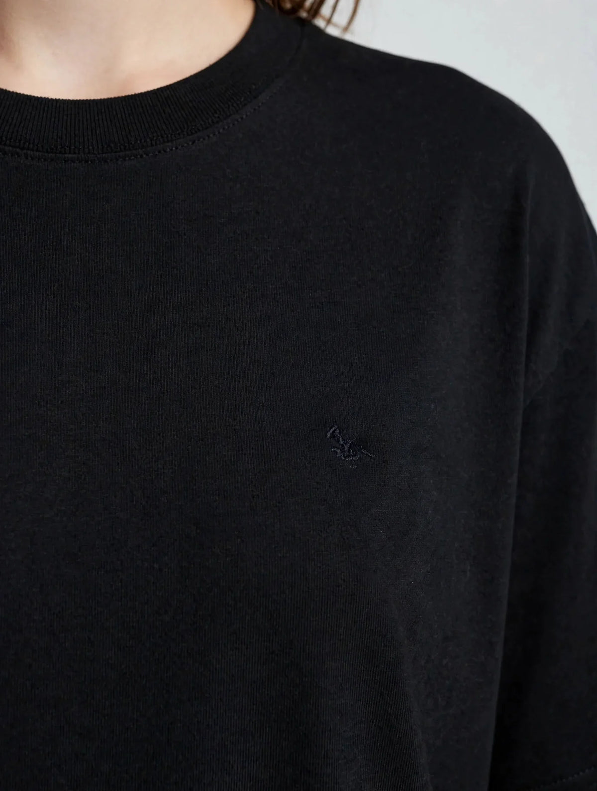 Women Black Minimal Logo Oversized T-Shirt