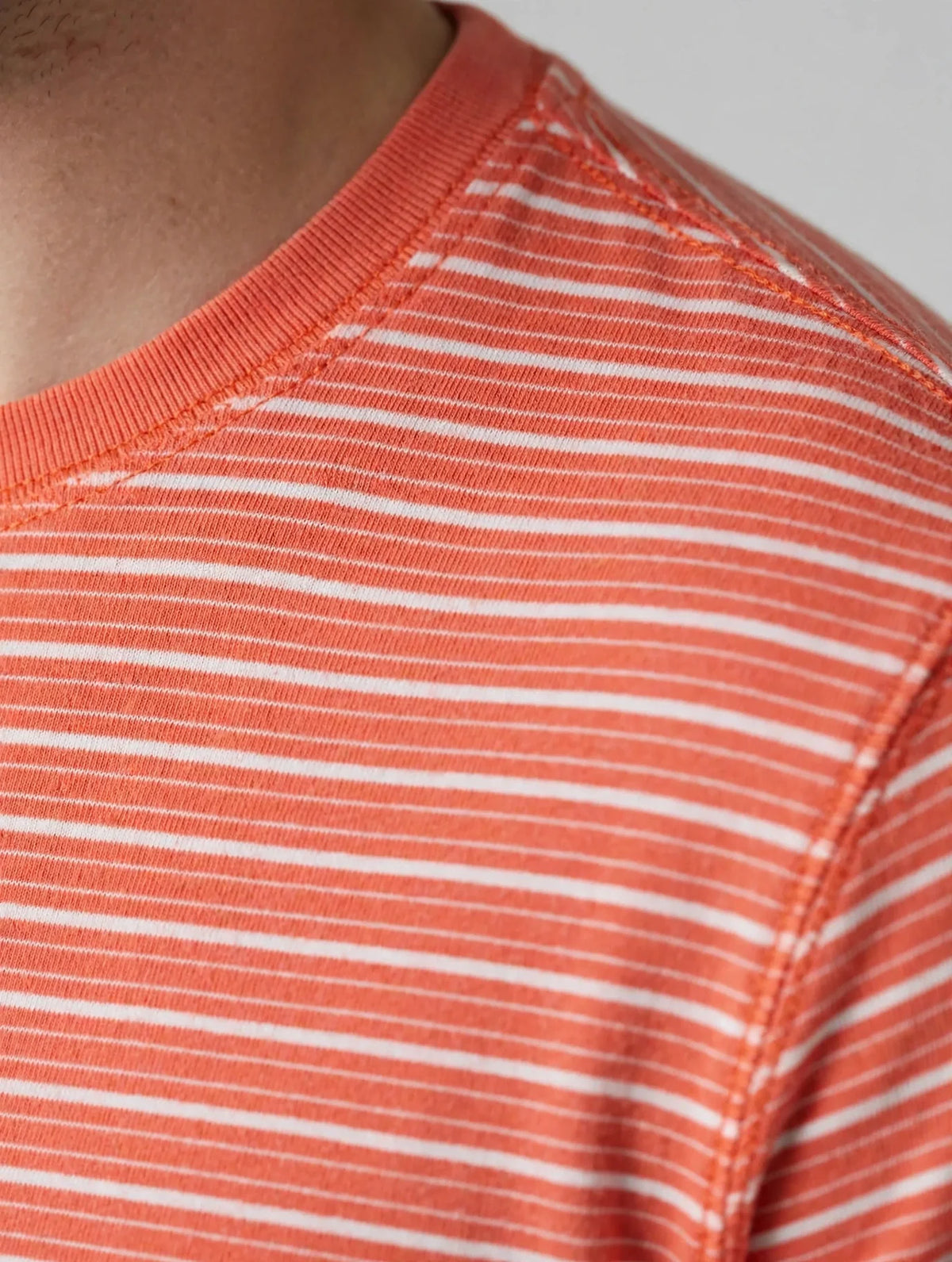 Men Coral Striped T-Shirt