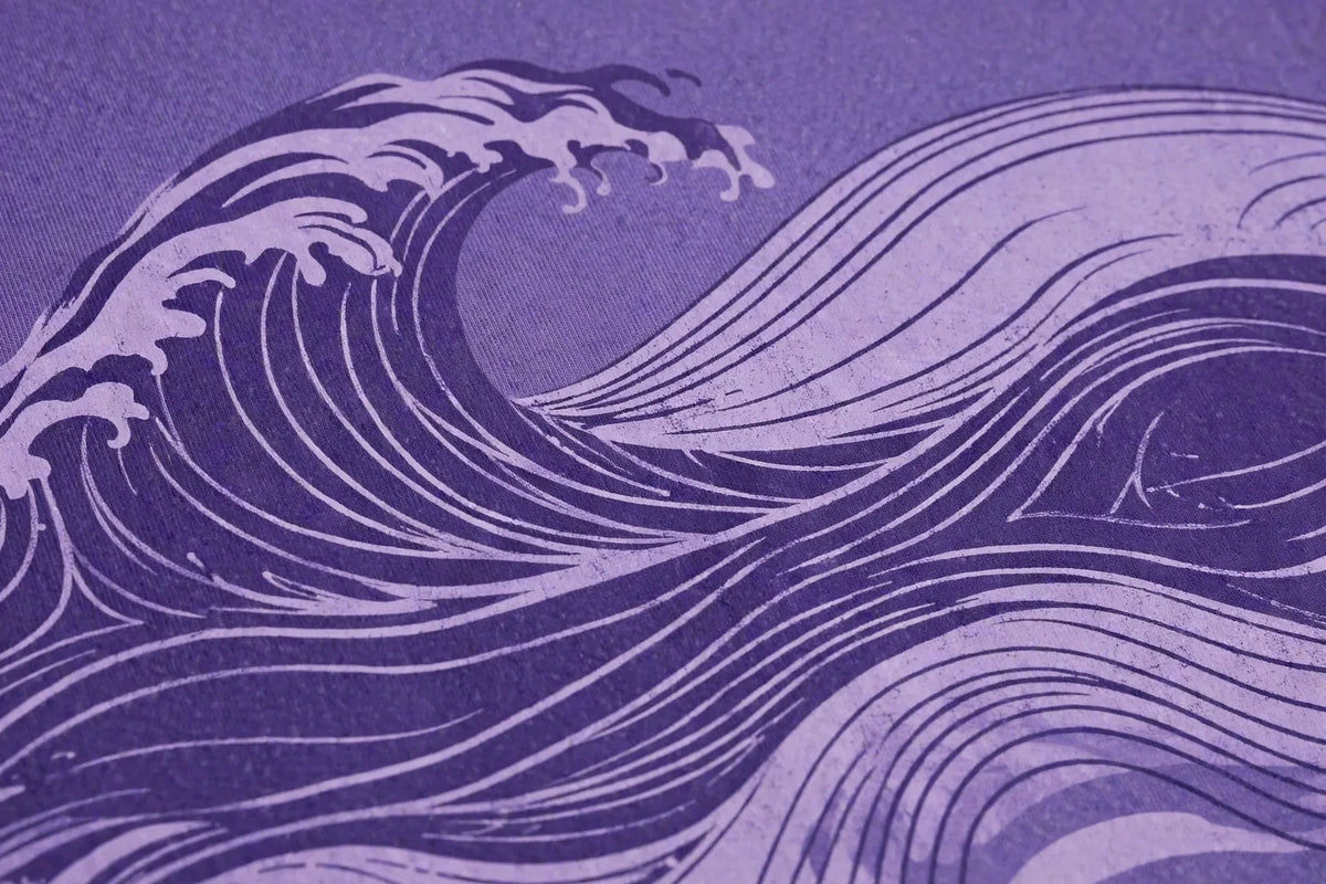 Men Purple Wave Graphic Oversized T-Shirt